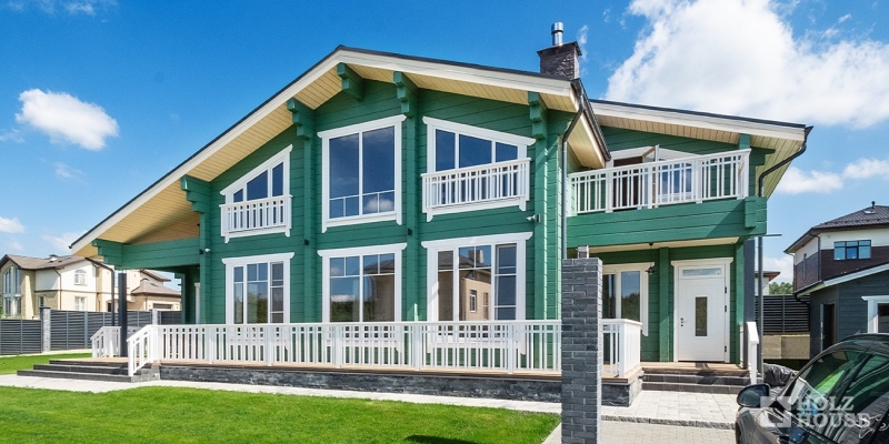 Красивый двухэтажный дом из клееного бруса по проекту Белфаст - фото 3 на сайте Holz House