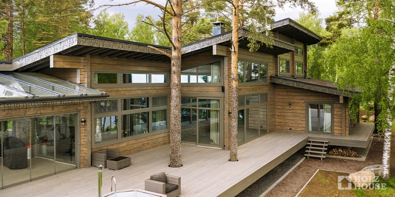 Большой двухэтажный дом из клееного бруса с террасой по проекту Палмерстон - фото 5 на сайте Holz House