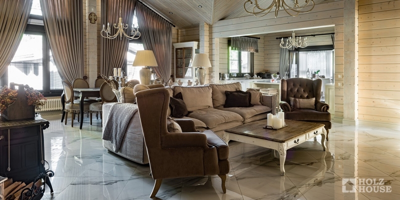 Одноэтажный дом из клееного бруса с гаражом и верандой по проекту Толедо - фото 7 на сайте Holz House