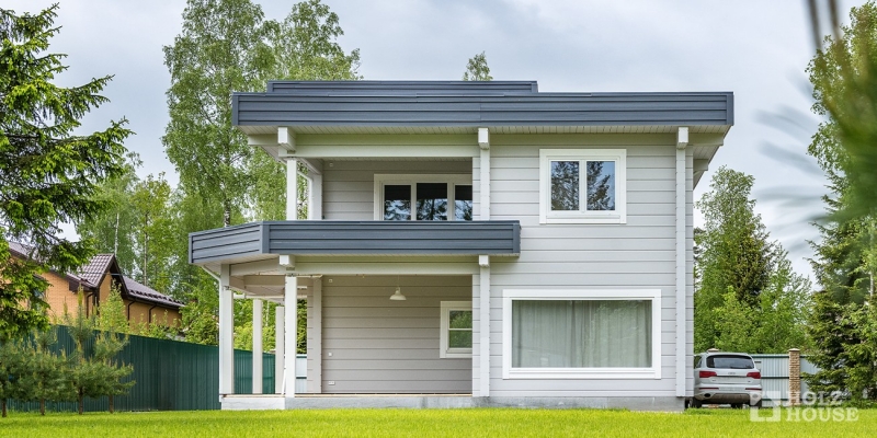 Двухэтажный дом из клееного бруса по проекту Вильянди - фото 1 на сайте Holz House